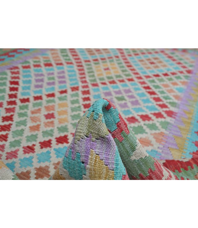 245x163cm Handgeweven Oosters Kelim Tapijt Wol Vloerkleed