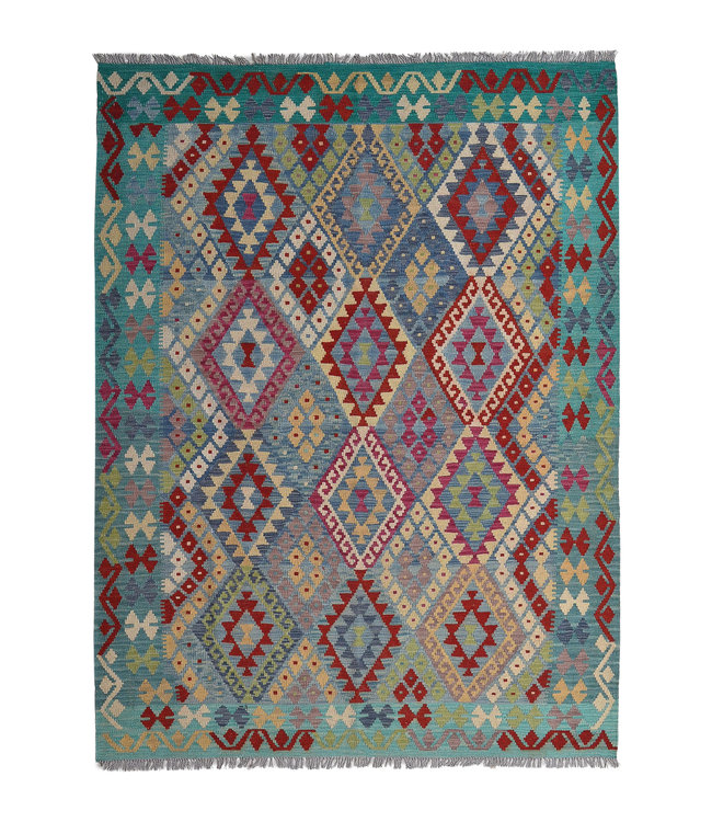 240x180 cm Handmade Afghan Kilim Area Rug Wool Carpet