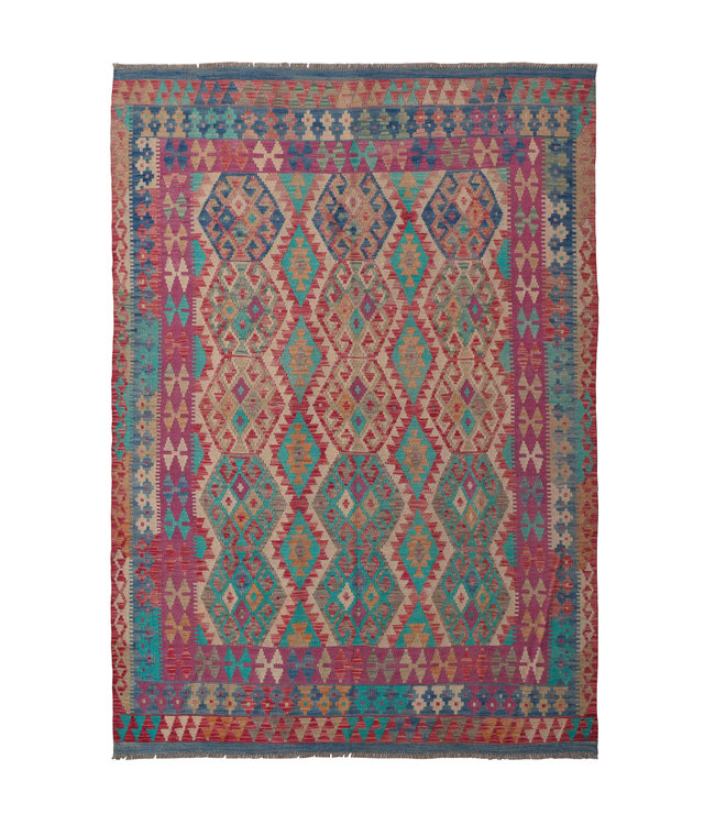246x175 cm Handmade Afghan Kilim Area Rug Wool Carpet