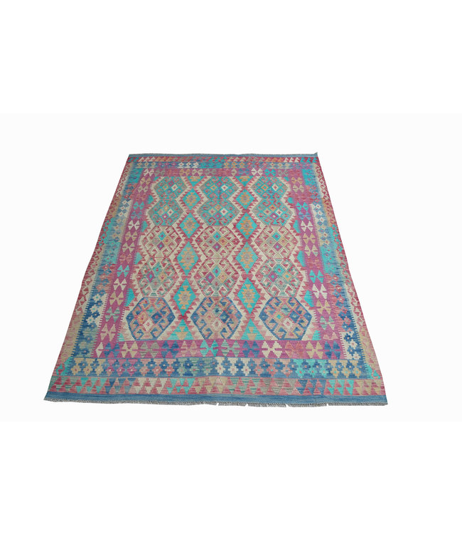 246x175 cm Handgemacht Orientalisch Wolle Kelim Teppich