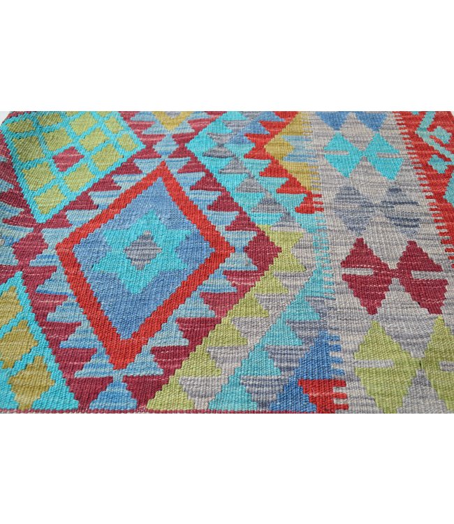 244x169 cm Handgeweven Oosters Kelim Tapijt Wol Vloerkleed