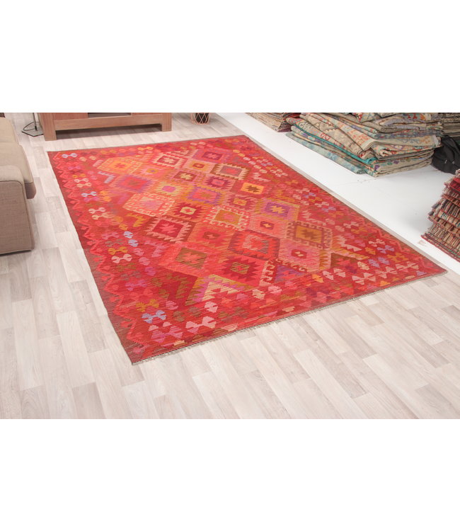 291x212cm Handmade Afghan Kilim Area Rug Wool Carpet