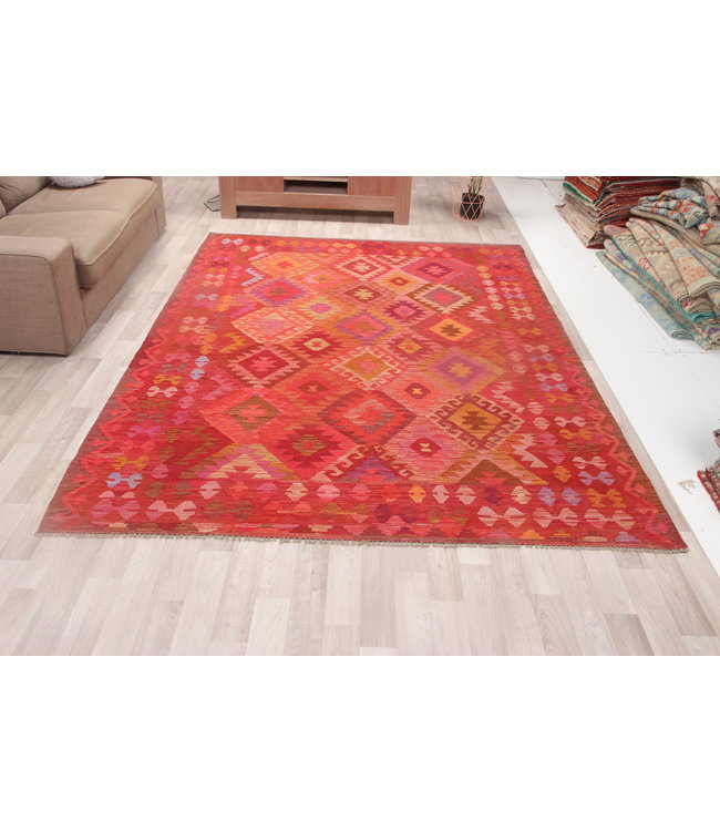 291x212cm Handmade Afghan Kilim Area Rug Wool Carpet