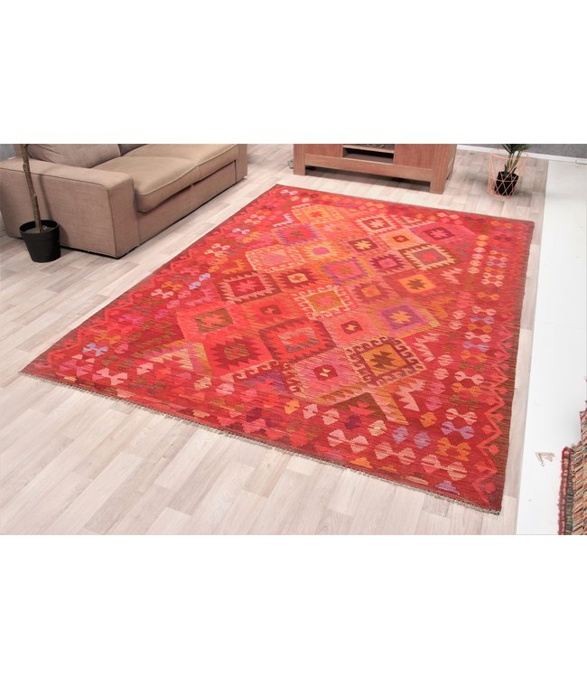 291x212cm Handmade Afghan Kilim Area Rug Wool Carpet
