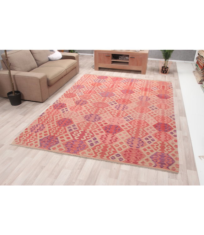 292x207cm Handgeweven Oosters Kelim Tapijt Wol Vloerkleed