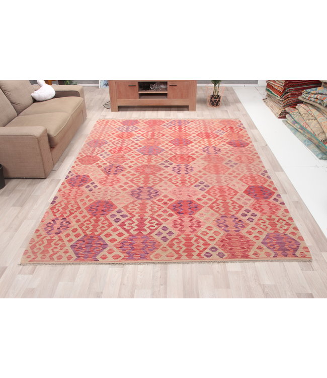 292x207cm Handmade Afghan Kilim Area Rug Wool Carpet