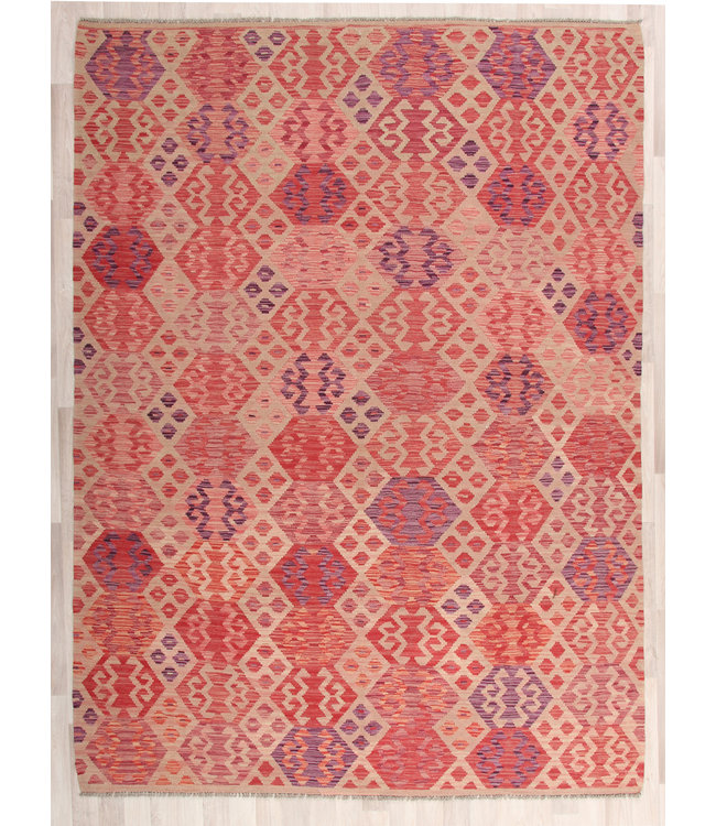 292x207cm Handmade Afghan Kilim Area Rug Wool Carpet