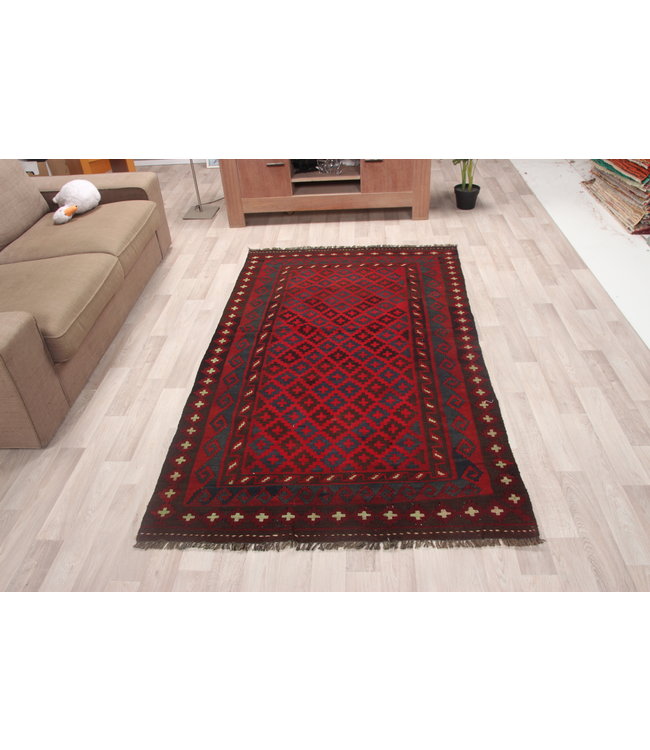 214x124cm Hand Woven Afghan Wool Kilim Area Rug