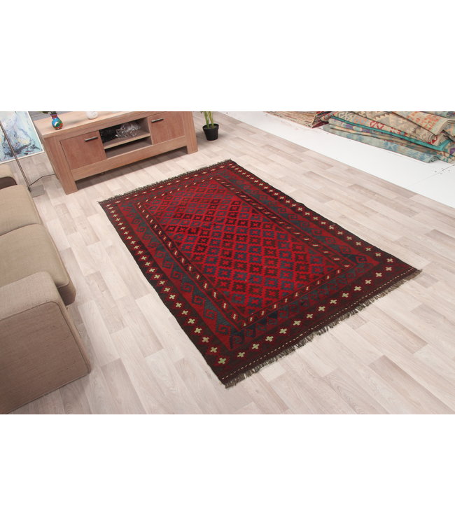 214x124cm Handgewebte Orientalisch Wolle Kelim Teppich