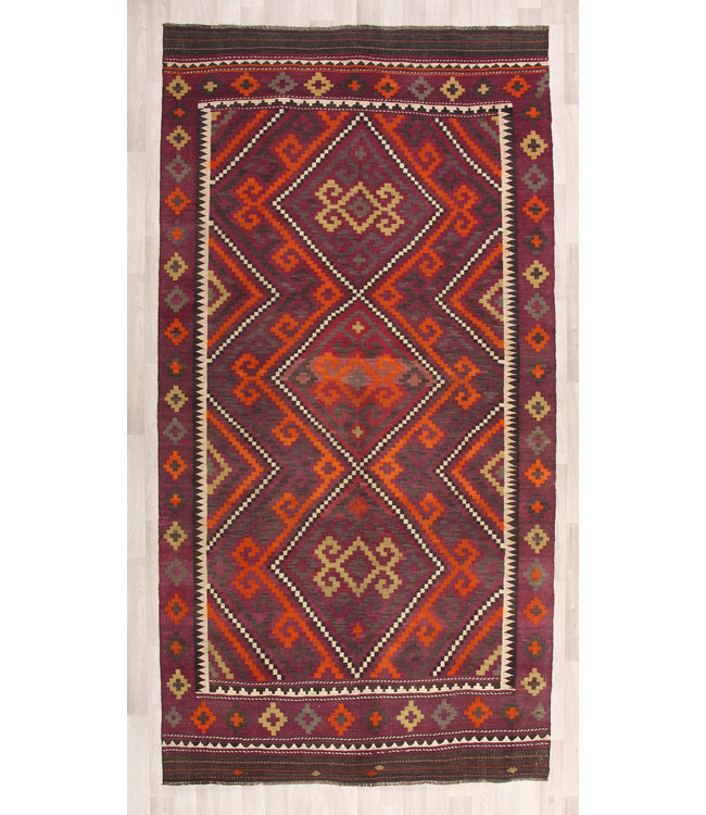 324x167cm Handgewebte Orientalisch Wolle Kelim Teppich