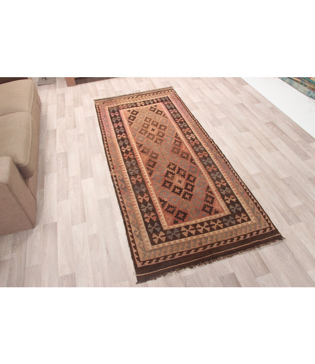221x96cm Hand Woven Afghan Wool Kilim Area Rug