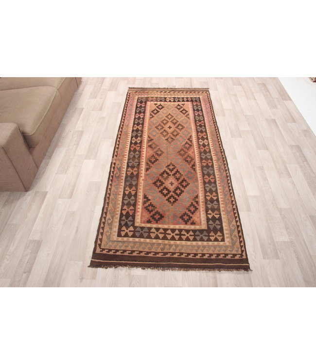 221x96cm Handgewebte Orientalisch Wolle Kelim Teppich