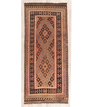 221x96cm Hand Woven Afghan Wool Kilim Area Rug