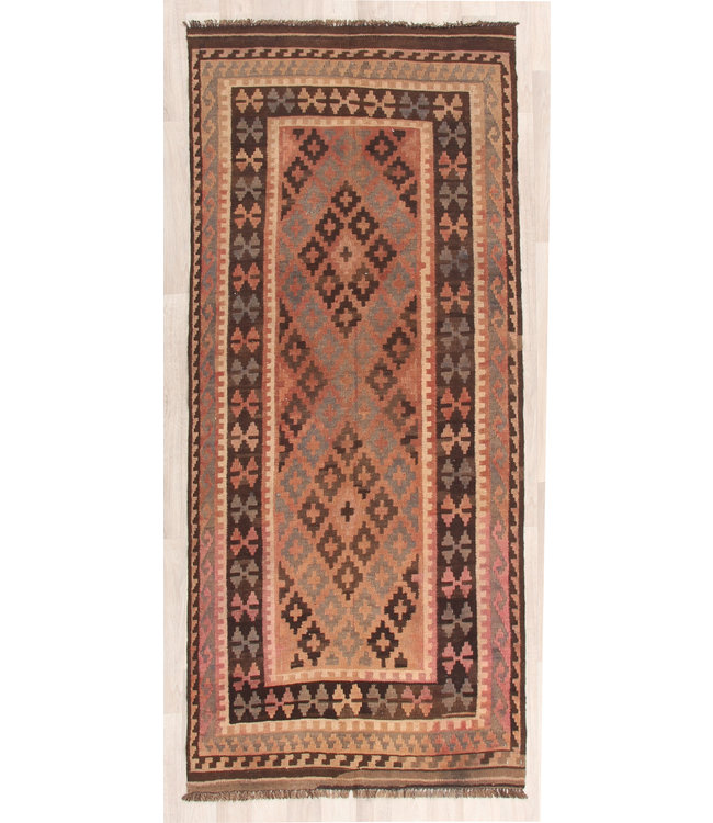 221x96cm Hand Woven Afghan Wool Kilim Area Rug