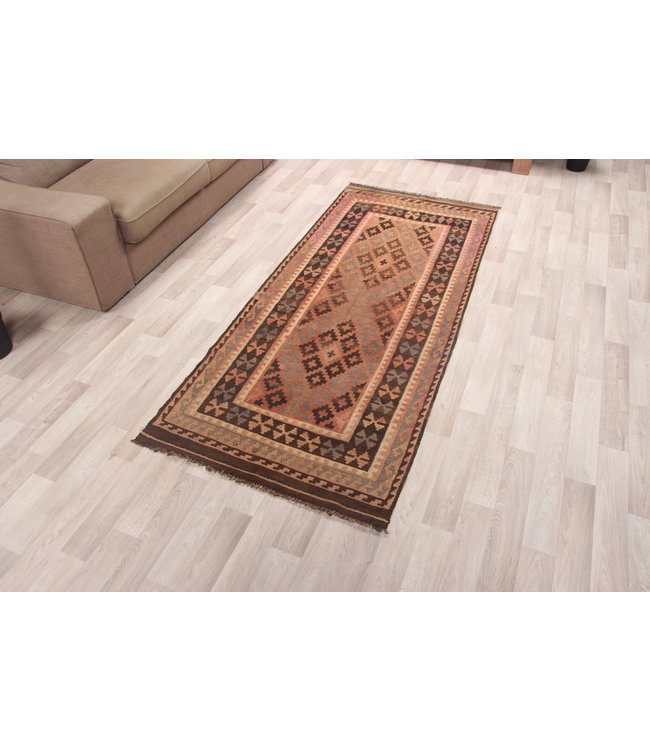 221x96cm Hand Woven Afghan Wool Kilim Area Rug