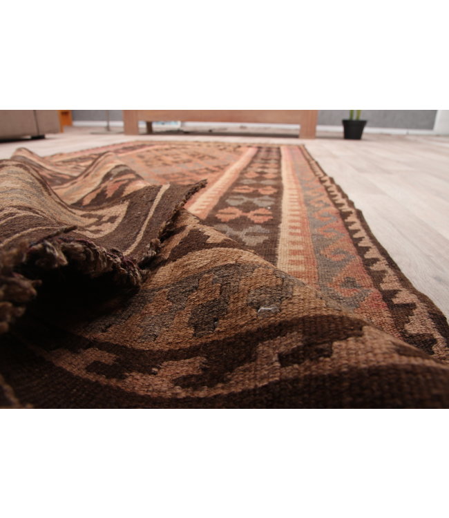 221x96cm Handgewebte Orientalisch Wolle Kelim Teppich