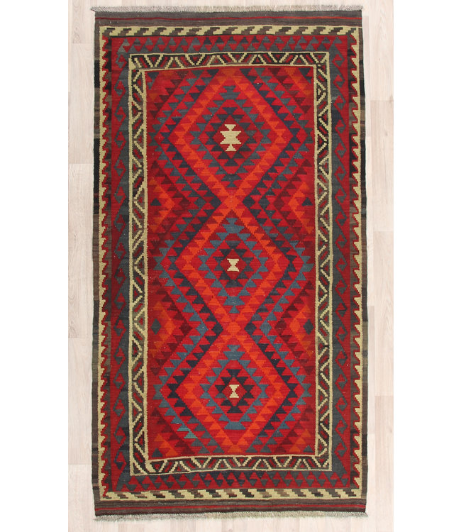 203x107cm Hand Woven Afghan Wool Kilim Area Rug