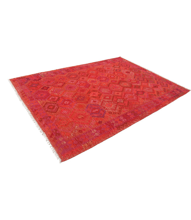 295x205cm Handgeweven Oosters Kelim Tapijt Wol Vloerkleed