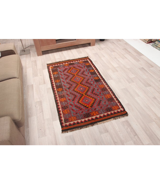 155x86cm Handgemaakt Oosters Kelim Wol Vloerkleed