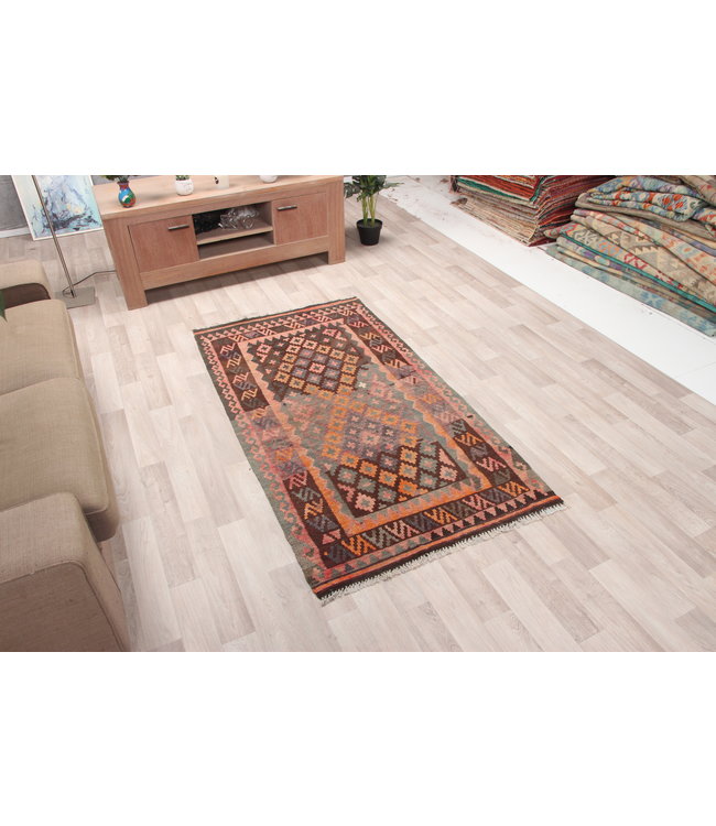 176x93cm Handgewebte Orientalisch Wolle Kelim Teppich