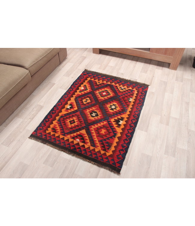 127x96cm Handgewebte Orientalisch Wolle Kelim Teppich