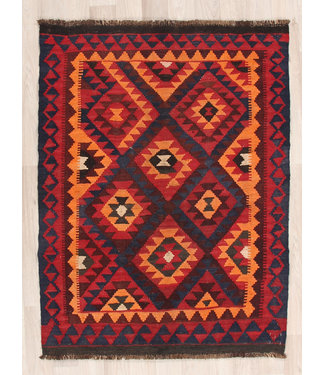 127x96cm Handgewebte Orientalisch Wolle Kelim Teppich