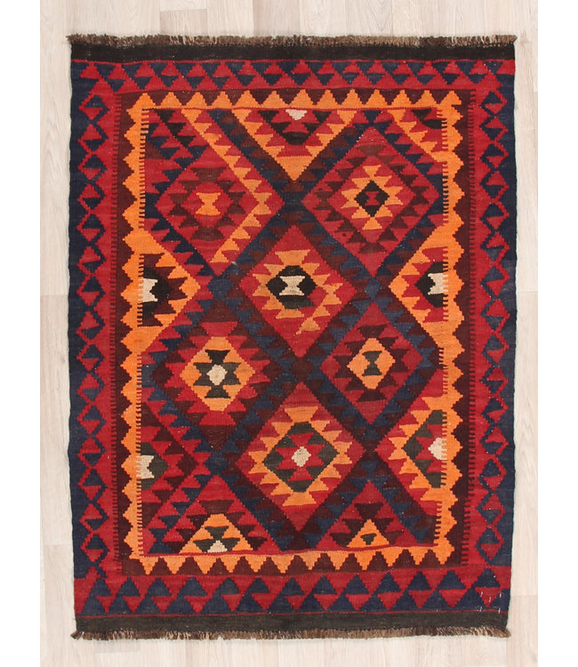 127x96cm Handgewebte Orientalisch Wolle Kelim Teppich