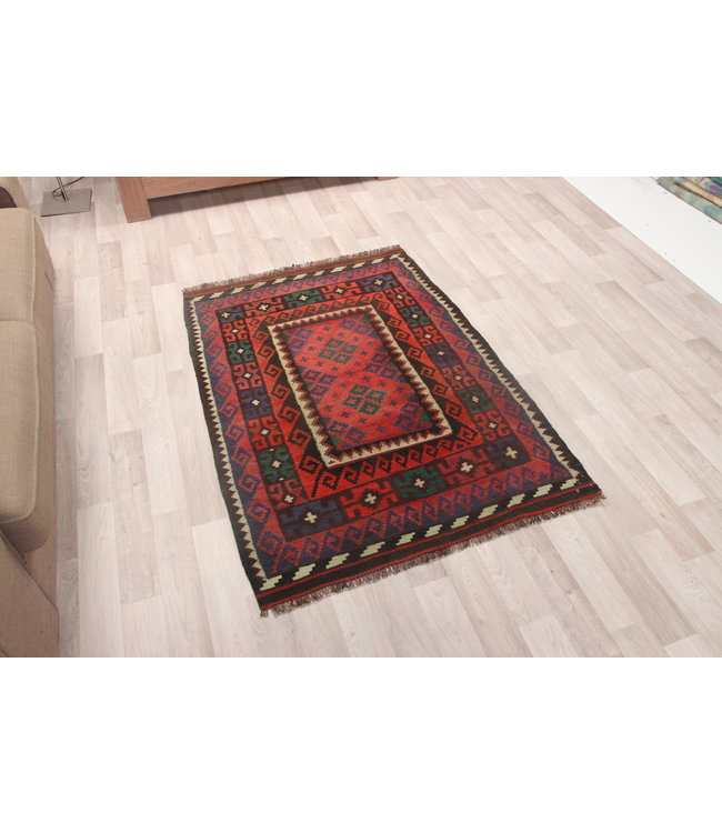 141x101cm Hand Woven Afghan Wool Kilim Area Rug