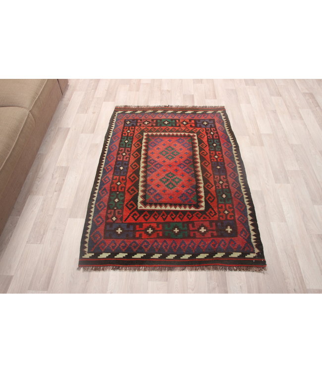 141x101cm Hand Woven Afghan Wool Kilim Area Rug