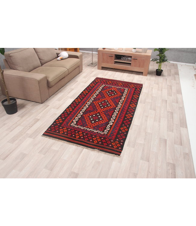 232x114cm Hand Woven Afghan Wool Kilim Area Rug