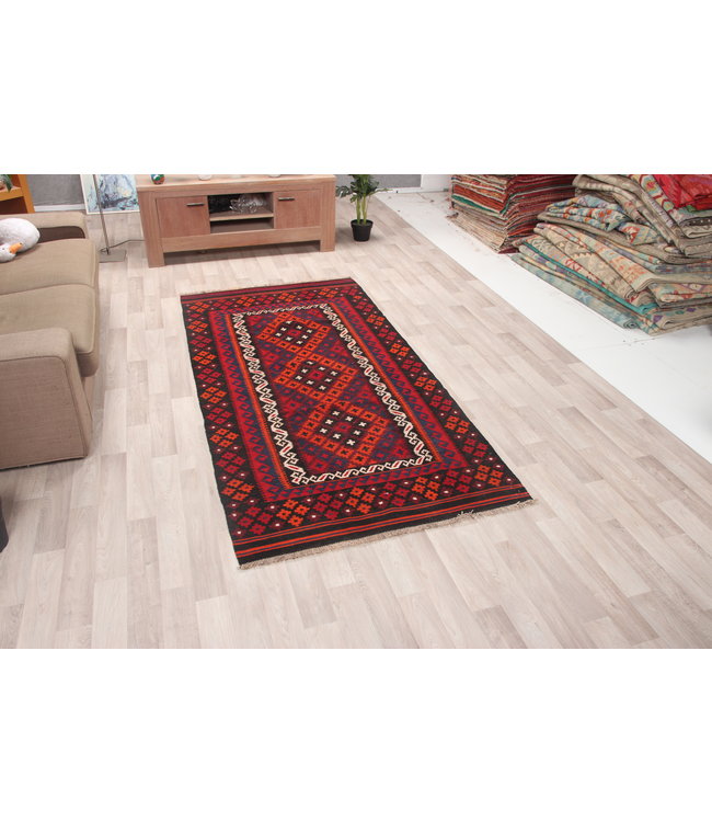 232x114cm Hand Woven Afghan Wool Kilim Area Rug