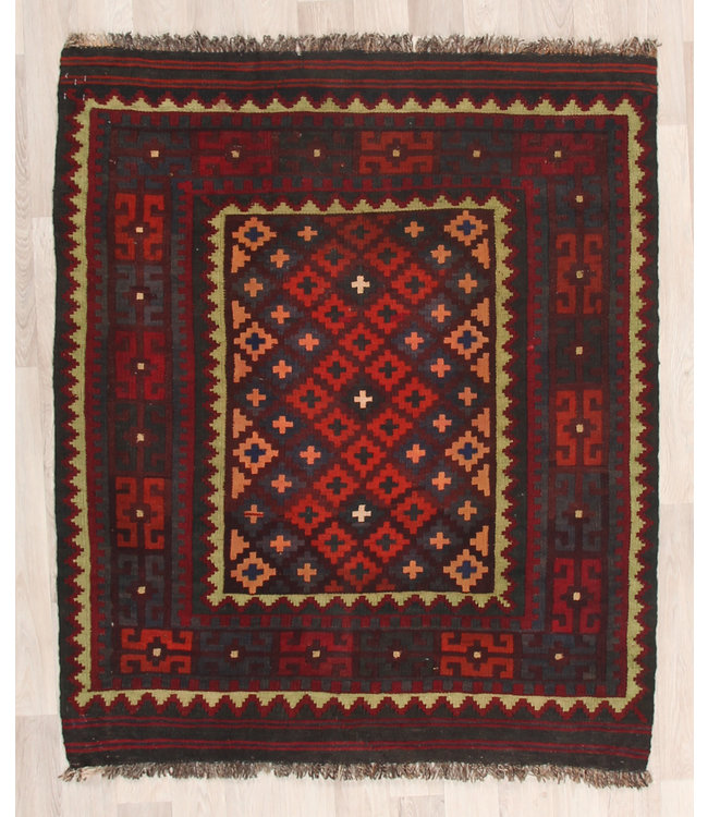 130x110cm Hand Woven Afghan Wool Kilim Area Rug