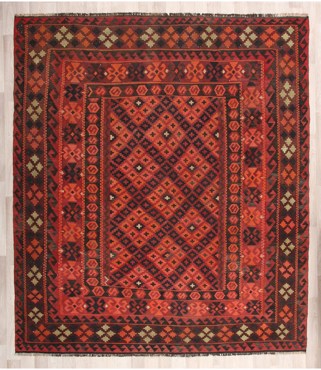 248x217cm Hand Woven Afghan Wool Kilim Area Rug