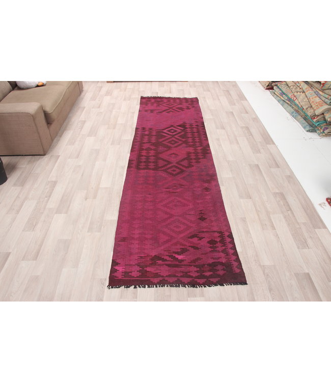 290x82 cm Handgewebte Orientalisch Wolle Kelim Teppich