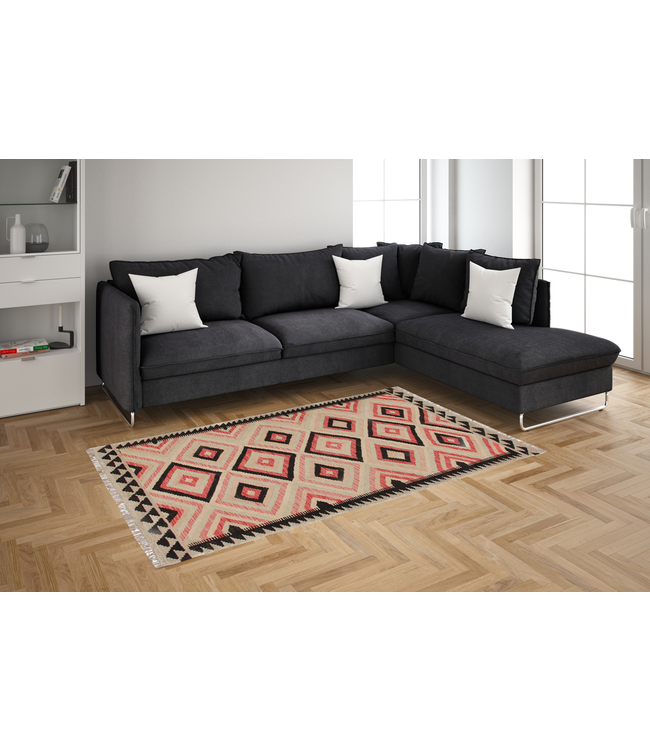 198x150 cm Handgewebte Orientalisch Wolle Kelim Teppich