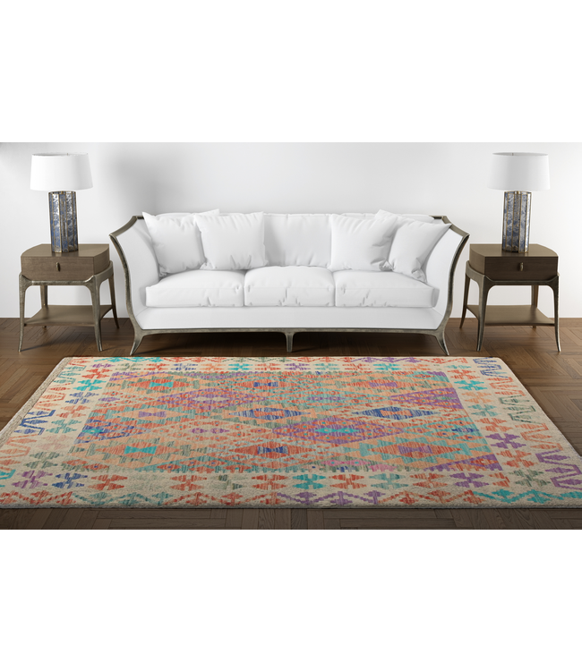 199x155 cm Handgewebte Orientalisch Wolle Kelim Teppich