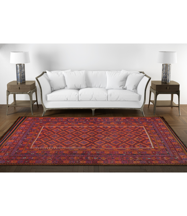 13'19x8'79 Hand Woven Afghan Wool Kilim Area Rug