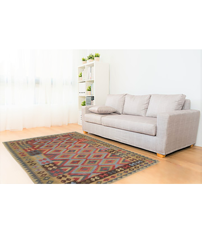 Hand Woven Afghan Wool Kilim Area Rug 238x157 cm