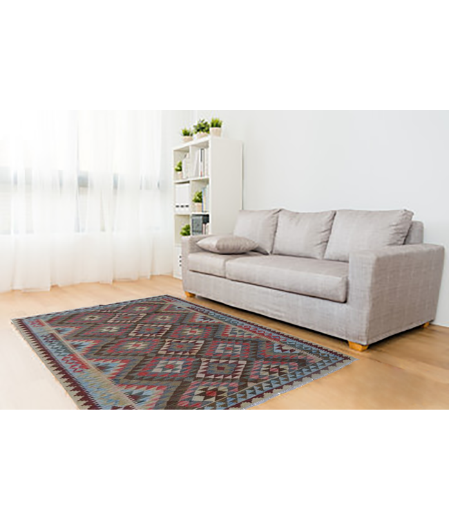Hand Woven Afghan Wool Kilim Area Rug 245x151 cm