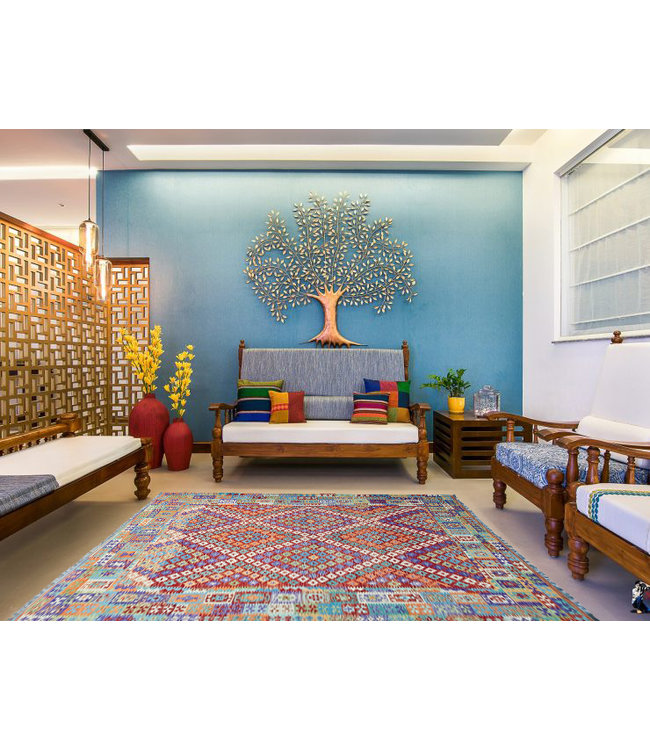 410x305 cm Hand Woven Afghan Wool Kilim Area Rug