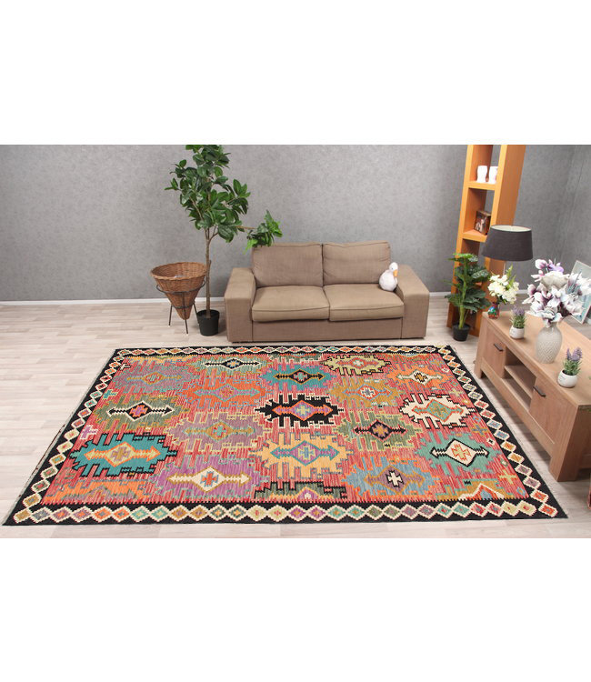300x208 cm Handmade Afghan Kilim Area Rug Wool Carpet