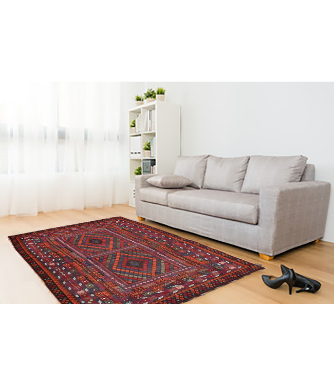 Handgewebte Orientalisch Wolle Kelim Teppich 485 x 263 cm