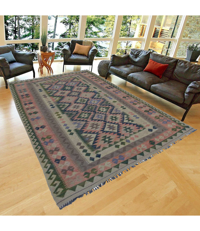 Handgewebte Orientalisch Wolle Kelim Teppich 264x155 cm