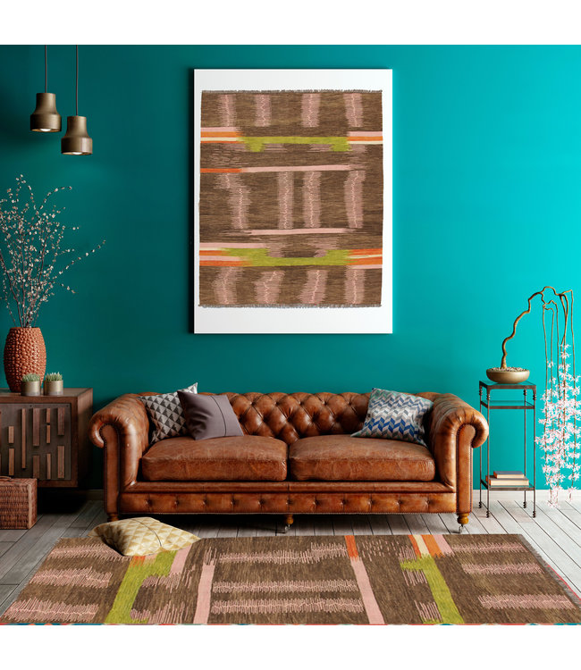 257x200 cm Handgemacht modern Wolle Kelim Teppich Orientteppich