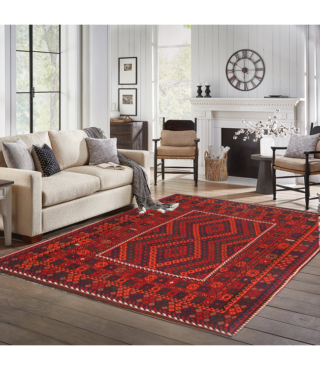 335x255 cm Hand Woven Afghan Wool Kilim Area Rug