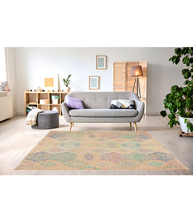 204x150 cm Handgewebte Orientalisch Wolle Kelim Teppich