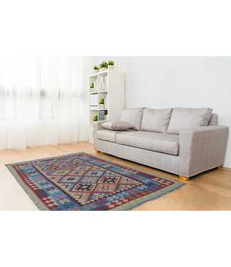 212x147 cm Hand Woven Afghan Wool Kilim Area Rug