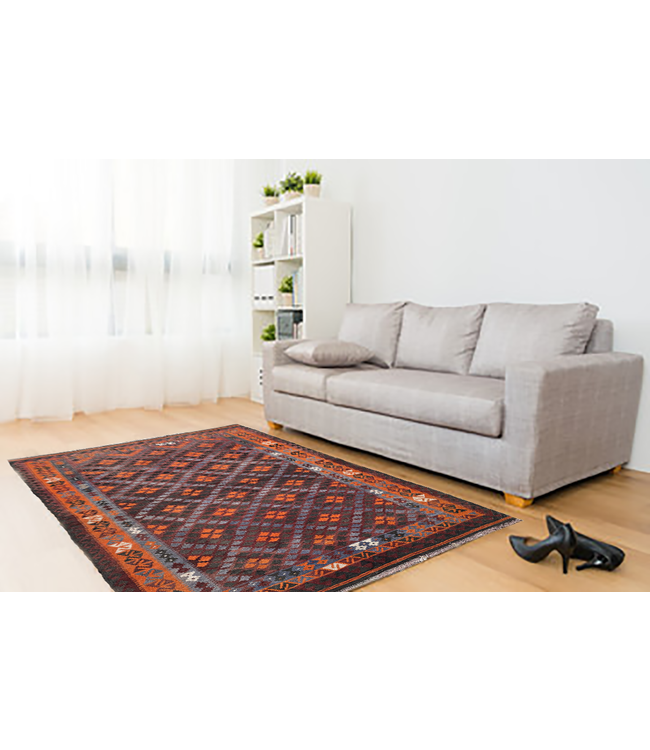 290x180 cmHandgewebt afghanisch Kelim Orientteppich Rot Wolle