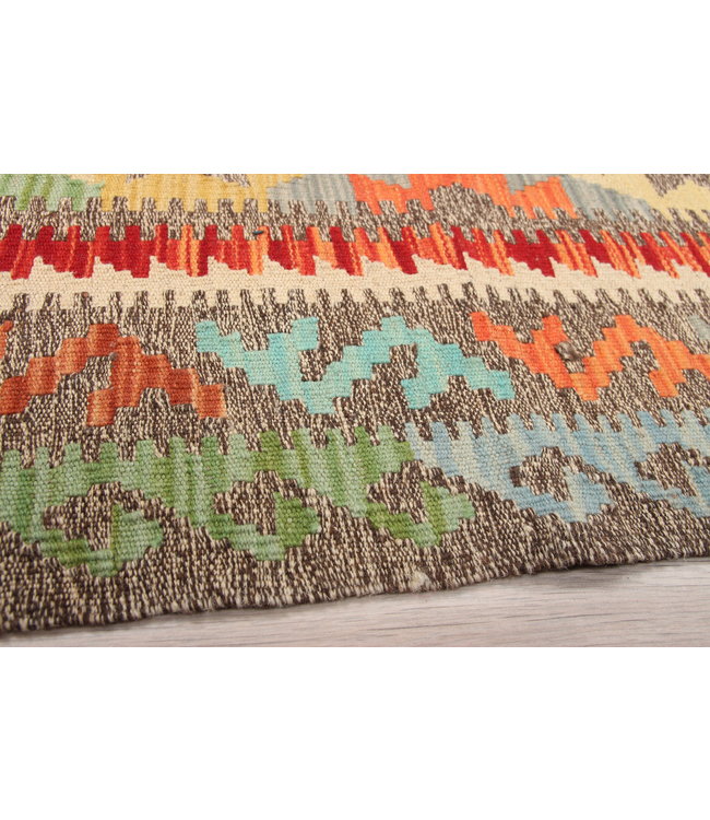 Fantastic Oriental Handwoven Geometric Afghan Kilim Rug 292x81 cm Multi color Rectangle Tribal 100% Wool