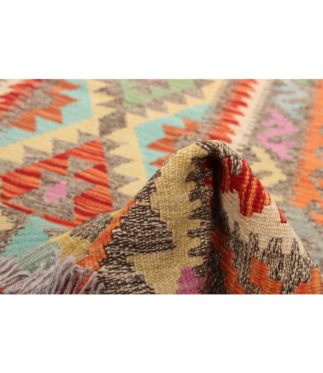 Fantastic Oriental Handwoven Geometric Afghan Kilim Rug 292x81 cm Multi color Rectangle Tribal 100% Wool